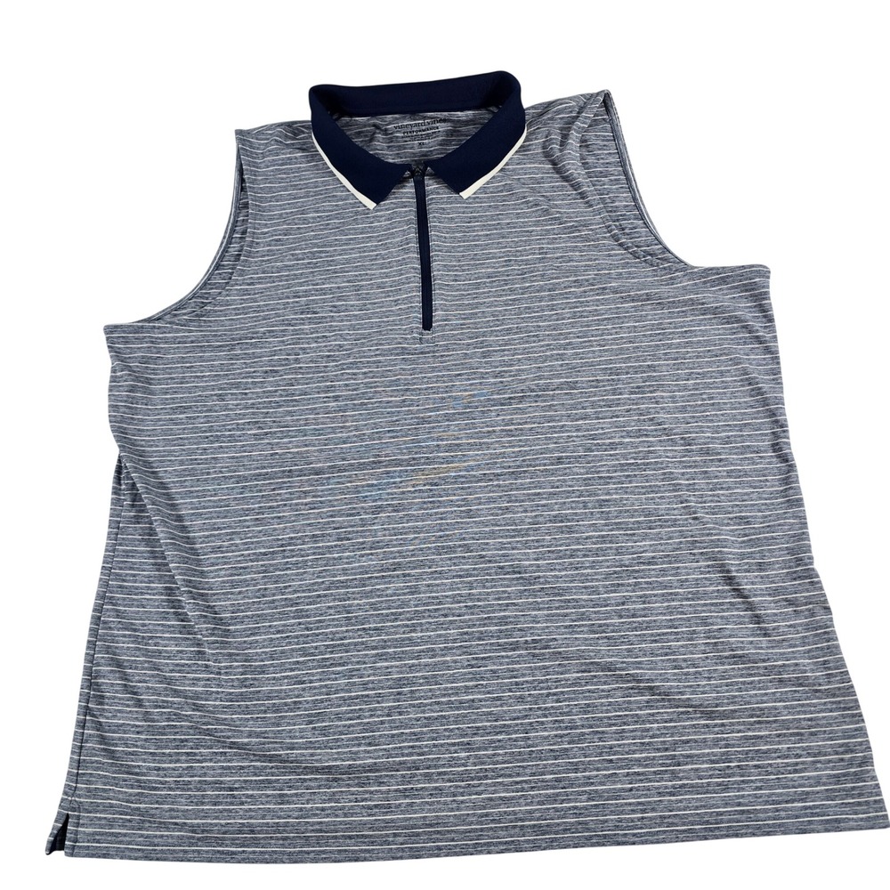 Vineyard Vines Performance Sleeveless Polo Striped Blue White 2G001323 XL